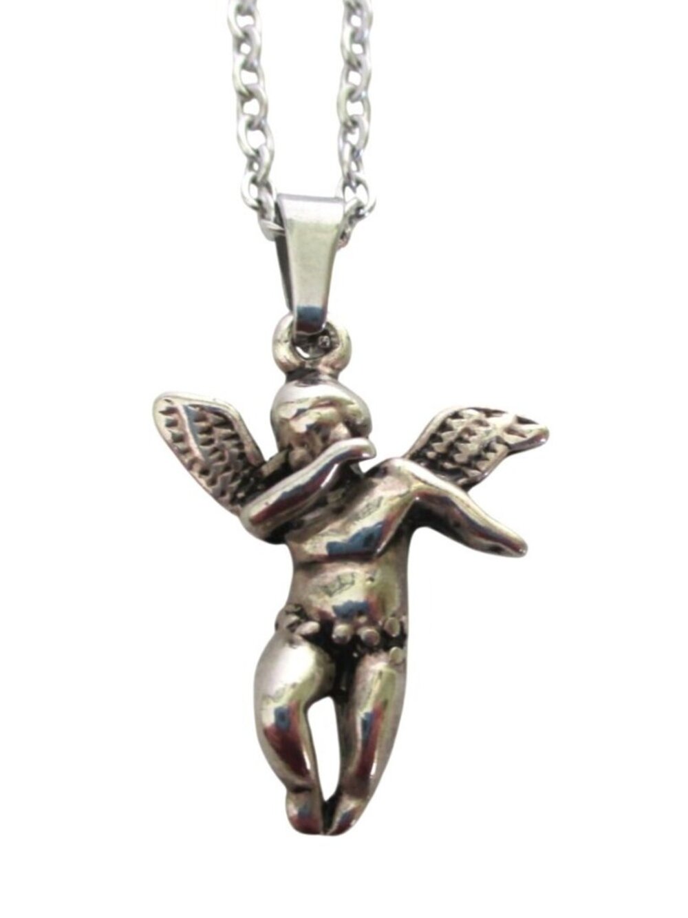 New Cherub Angel Pendant Necklace on 18" Stainless Chain Love Romantic Jewelry